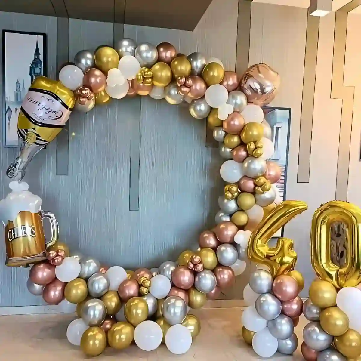 Rosegold and Golden Chrome Ring Birthday Decor